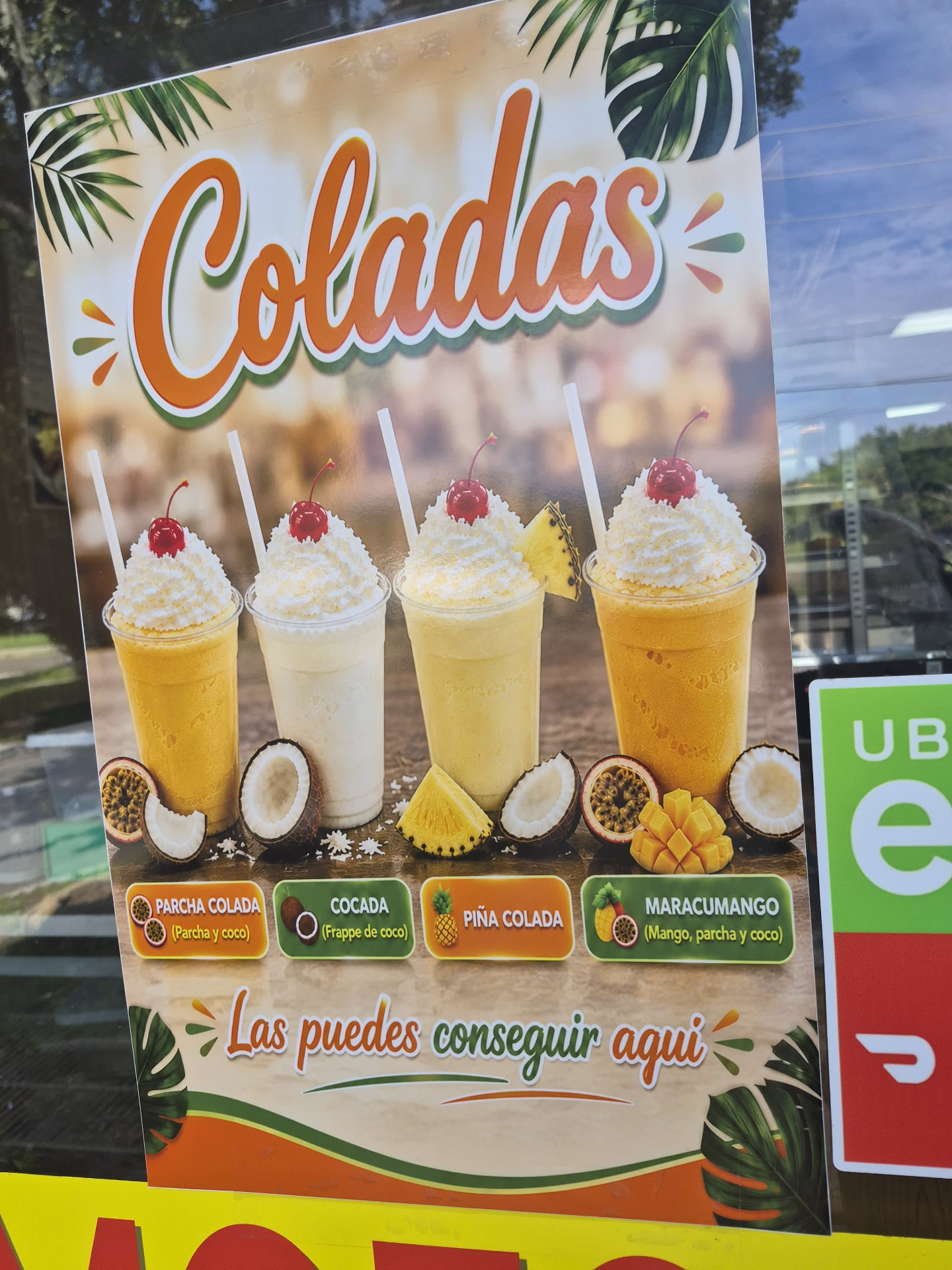 Coladas: parcha, cocada, piña colada y maracumango