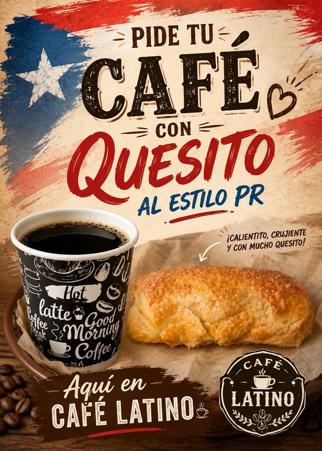 Café con quesito al estilo puertorriqueño